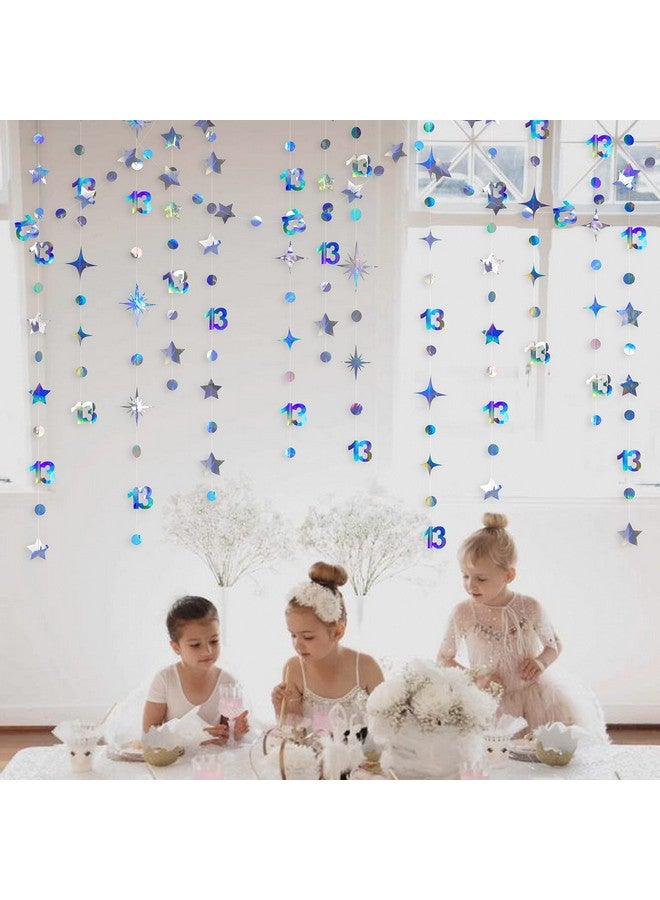 pinkblume Iridescent 13th Birthday Decorations Number 13 Circle Dot Twinkle Star Garland Metallic Hanging Streamer Bunting Banner Backdrop Girls 13 Year Old Birthday Thirteen Official Teenager Party Supplies - Image 4