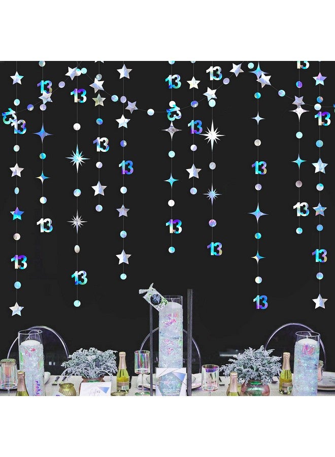 pinkblume Iridescent 13th Birthday Decorations Number 13 Circle Dot Twinkle Star Garland Metallic Hanging Streamer Bunting Banner Backdrop Girls 13 Year Old Birthday Thirteen Official Teenager Party Supplies - Image 1