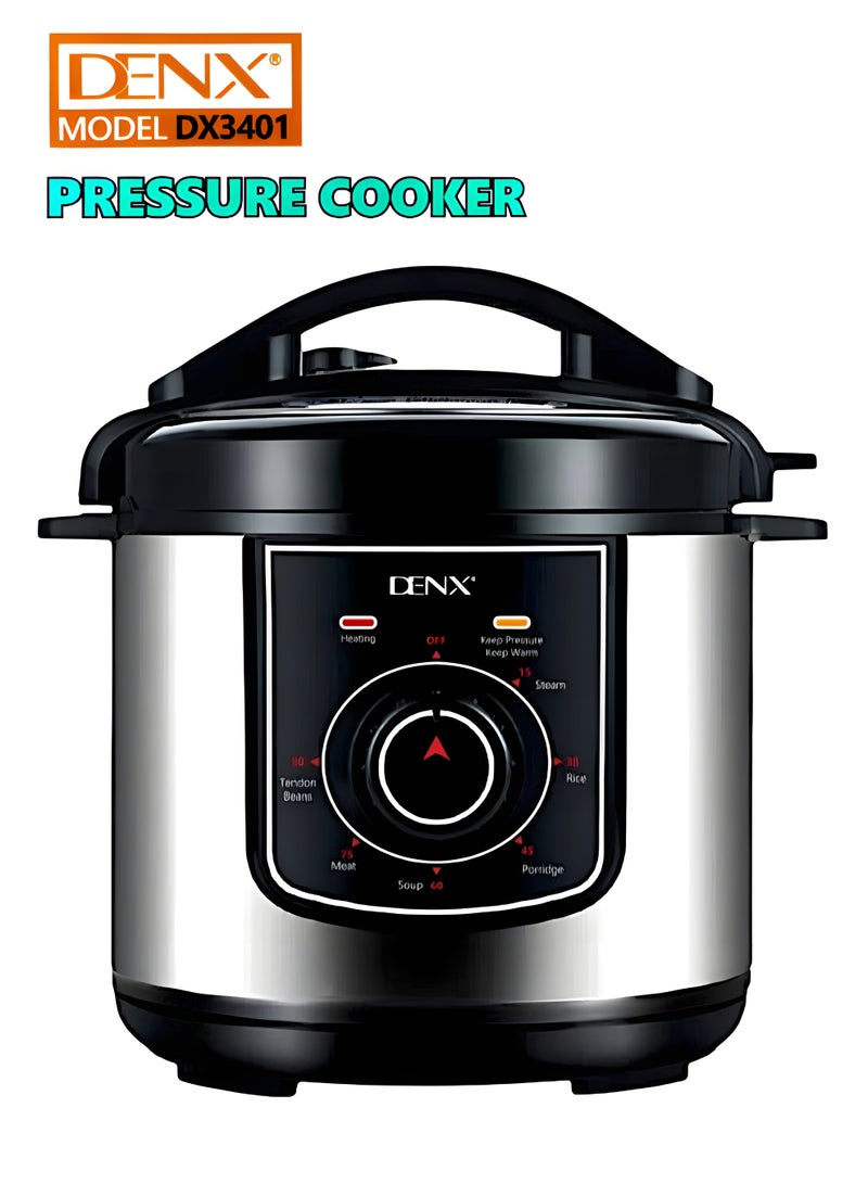Denx Electric Pressure Cooker, 8‑Litre  – 1300 W Fast‑Cook, 1.8 mm Thick Inner Pot, Keep‑Warm & Reheat, Safety Lock, Measuring Cup + Rice Ladle Included - Image 1