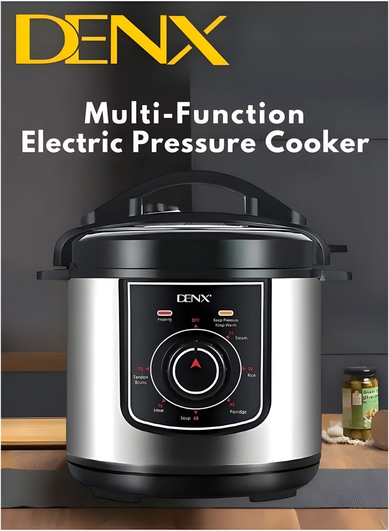 Denx Electric Pressure Cooker, 8‑Litre  – 1300 W Fast‑Cook, 1.8 mm Thick Inner Pot, Keep‑Warm & Reheat, Safety Lock, Measuring Cup + Rice Ladle Included - Image 4