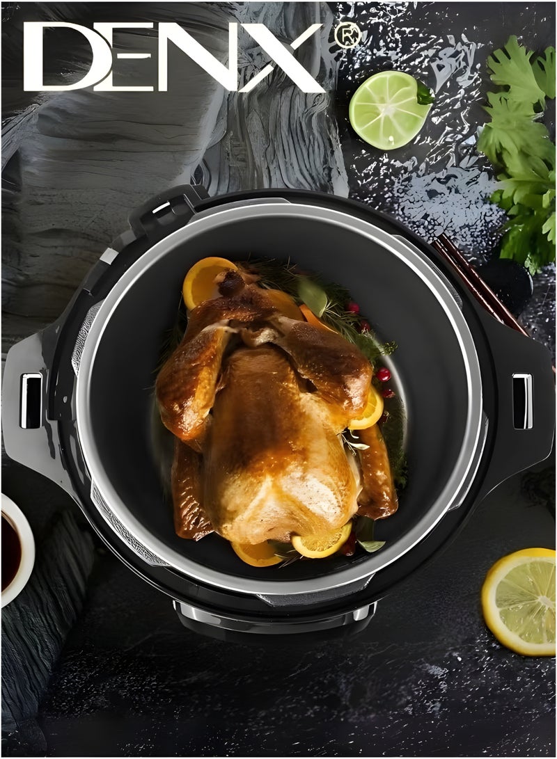 Denx Electric Pressure Cooker, 8‑Litre  – 1300 W Fast‑Cook, 1.8 mm Thick Inner Pot, Keep‑Warm & Reheat, Safety Lock, Measuring Cup + Rice Ladle Included - Image 3