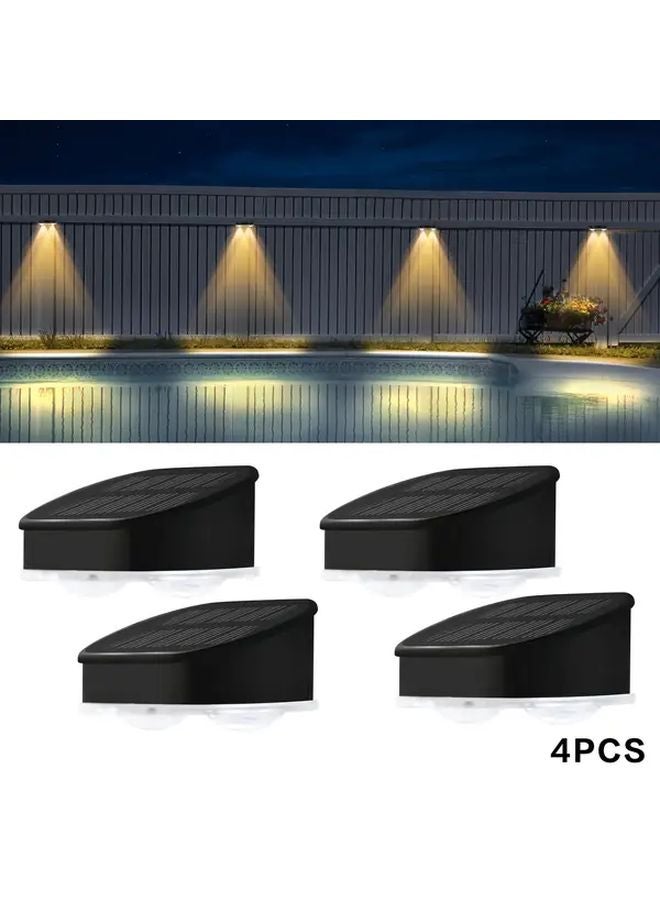 4 قطع أضواء السياج الشمسية، ضوء دافئ، أضواء خطوة خارجية للمناظر الطبيعية للحديقة - Image 1