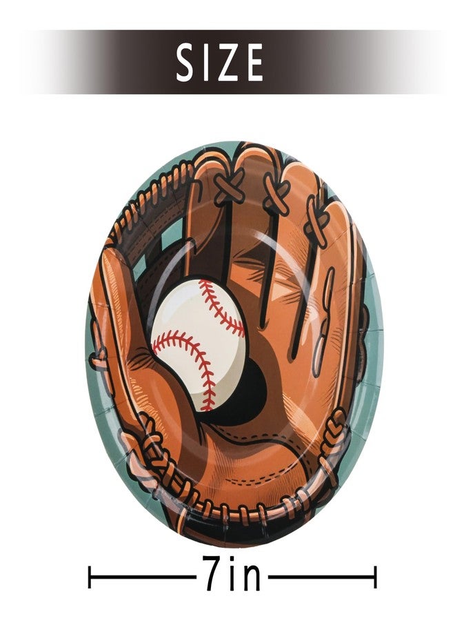 Pandecor 40 Pieces Baseball Plates Party Supplies,7 inches Sports Themed Birthday Party Disposable Baseball Cake Dessert Paper Plates for Baseball Birthday Gamed Day Decorations - Image 2