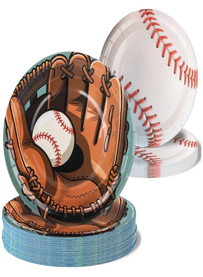Pandecor 40 Pieces Baseball Plates Party Supplies,7 inches Sports Themed Birthday Party Disposable Baseball Cake Dessert Paper Plates for Baseball Birthday Gamed Day Decorations - Image 1
