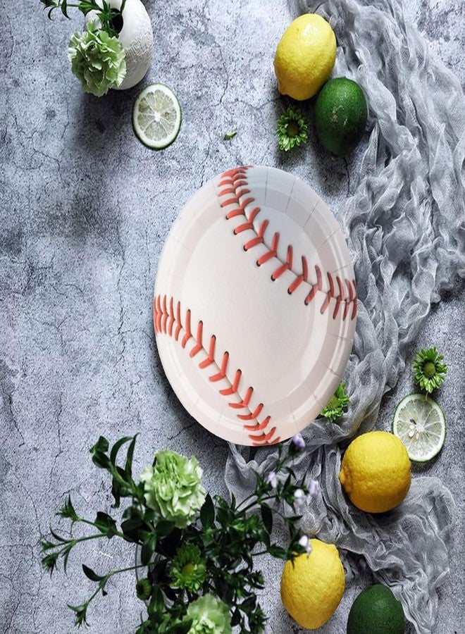 Pandecor 40 Pieces Baseball Plates Party Supplies,7 inches Sports Themed Birthday Party Disposable Baseball Cake Dessert Paper Plates for Baseball Birthday Gamed Day Decorations - Image 3