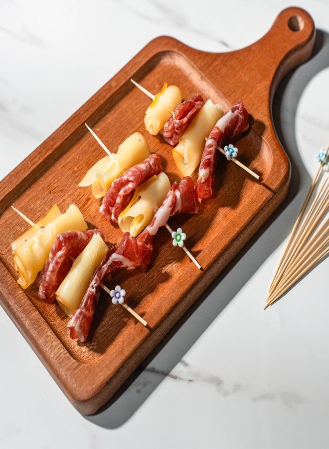 PuTwo Cocktail Picks Handmade Bamboo Toothpicks 100pcs 4.7” in Multicolor Flower - Image 2