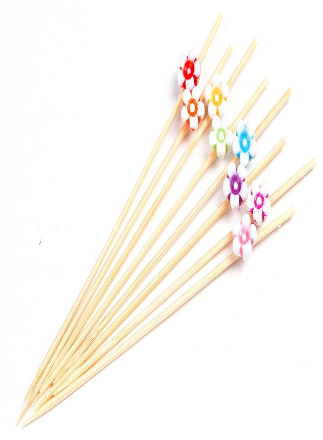 PuTwo Cocktail Picks Handmade Bamboo Toothpicks 100pcs 4.7” in Multicolor Flower - Image 4