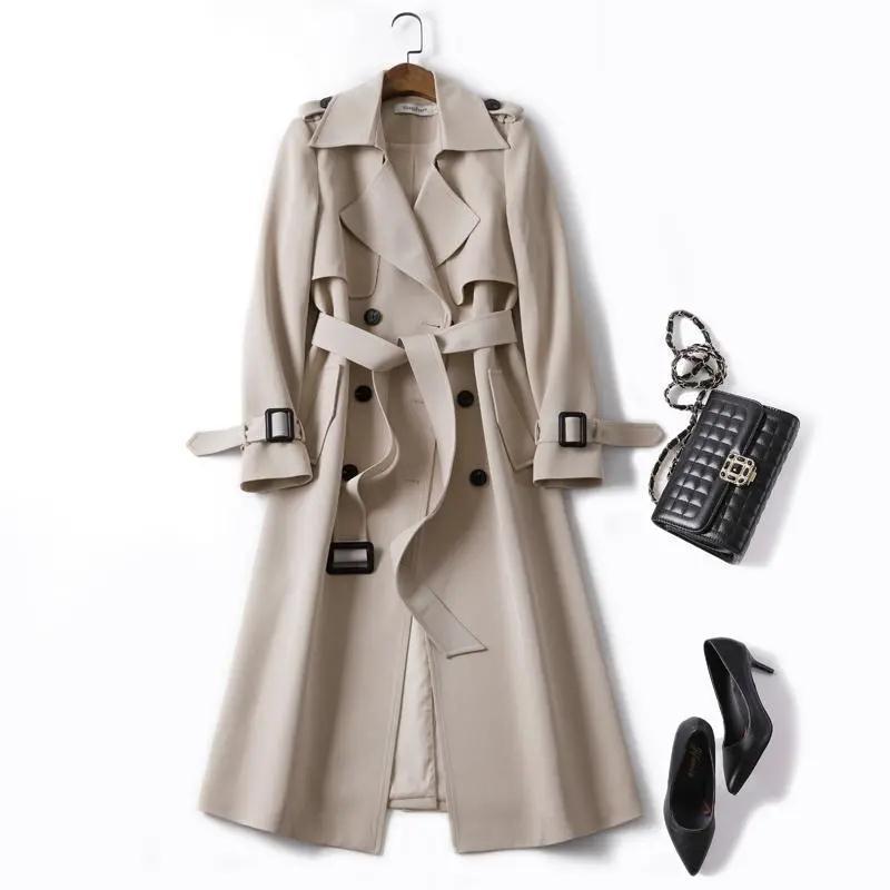 DD Windbreaker Womens Mid-length 2025 Spring and Autumn New Korean Style plus size Small Popular British Style Coat Over the Knee Beige without lining 