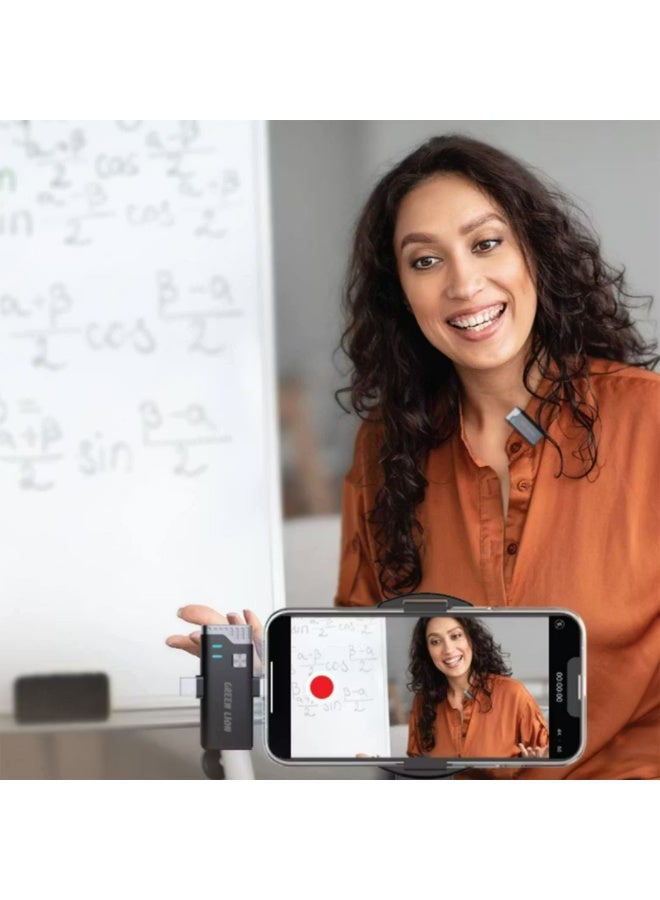 GREEN LION 3-in-1 360° Microphone with Up to 21 Hours Working Time, USB-C & Lightning Connector Ports, Up to 20m Transmission Range, Noise Canceling, Automatic Pairing - Black - Image 2