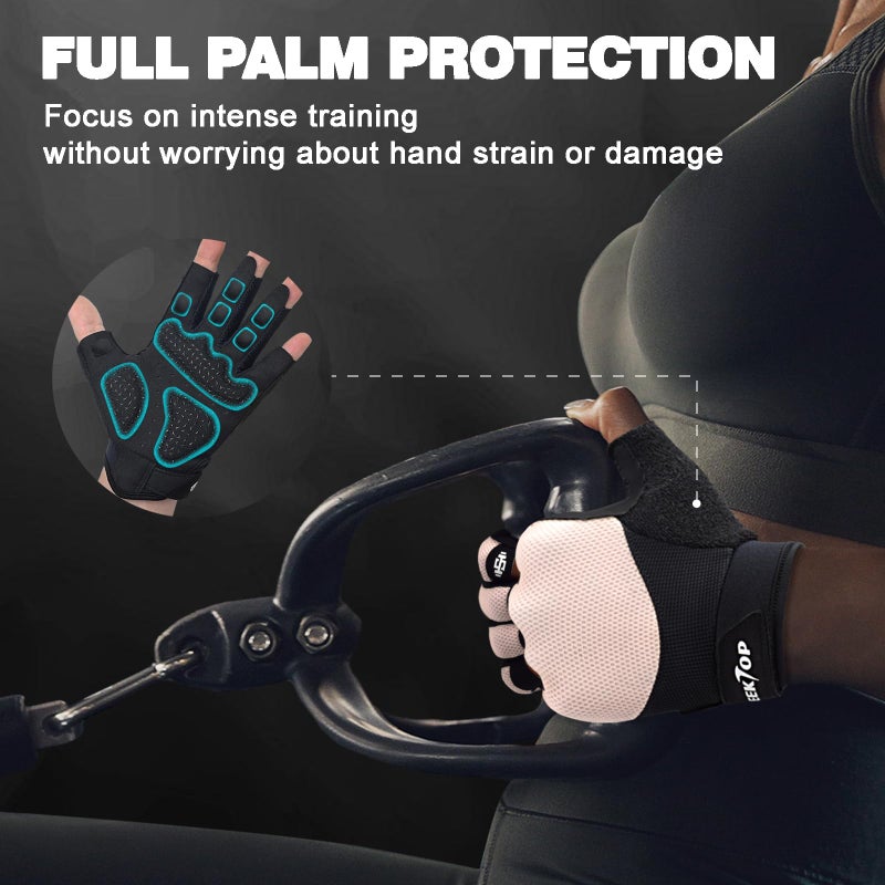 Seektop Breathable Workout Gloves for Women & Men, Thick Padded Weight Lifting Gloves, Full Palm Protection, Excellent Grip for Gym Fitness and Training, Exercise, Cycling - Image 4