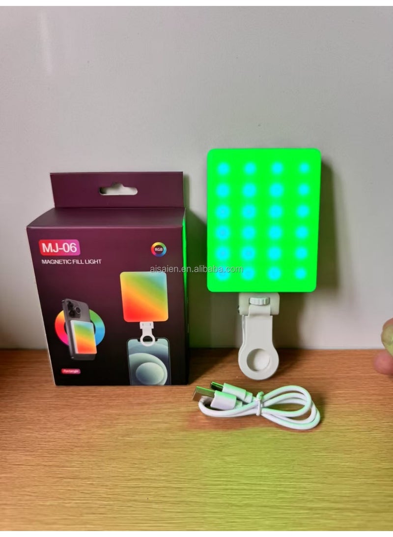 MJ-06 Magnetic RGB LED Fill Light - Portable Rechargeable Photography Video Light for Smartphones - Rectangle - Image 3