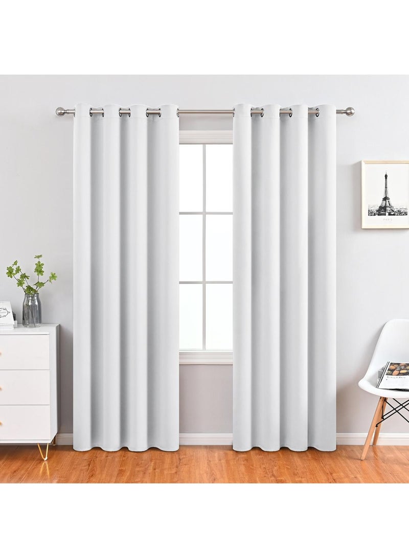 Bluejw 2-Piece Solid Color Blackout Outdoor Curtains White - Image 1