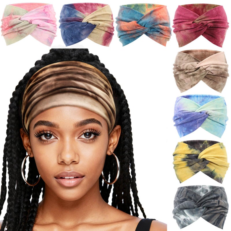 AQOKKA Extra Wide Headbands for Women Large Turban Headband Non Slip Boho Elastic Hairband Hair Twisted Knot Head Bands Accessories - Image 1