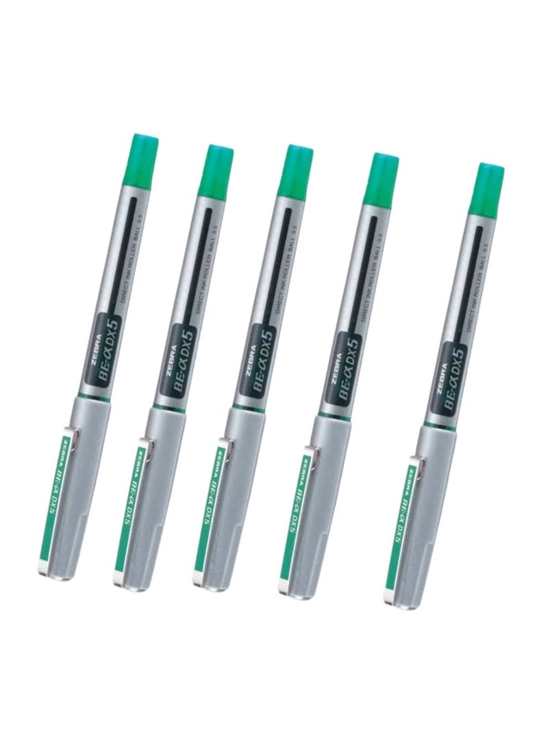 Zebra Pen Zebra Liquid Ink 0.5 mm Roller Ball Pen 05 pcs , Green ( BE-DX5) - Image 1