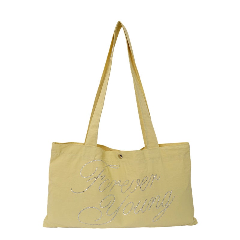 Women's Canvas Shoulder Bag with Rhinestones - Image 5