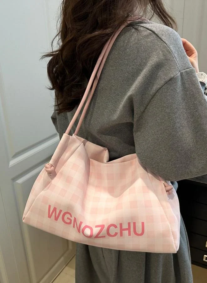 Take Two Pink Checkered Shoulder Bag