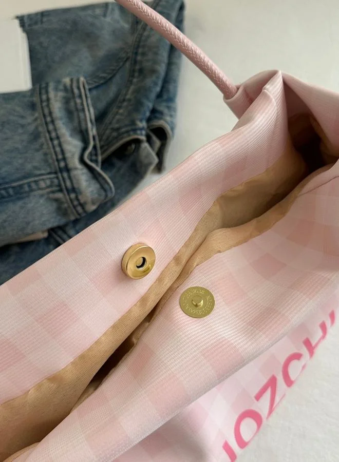 Take Two Pink Checkered Shoulder Bag
