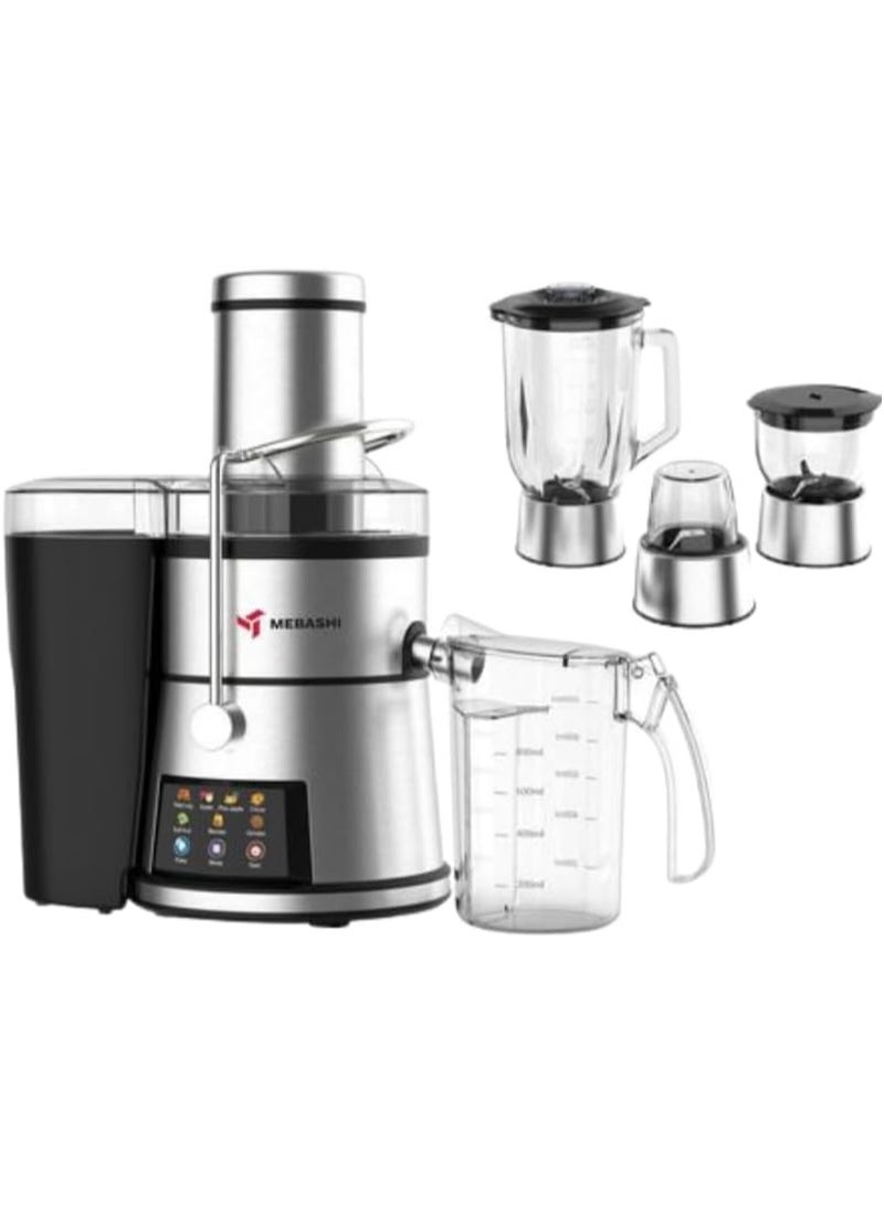 MEBASHI 4-in-1 Juicer Blender Set, 800W, 1.5L Capacity, Digital Control, Black and Steel (ME-JB2012) - Image 1
