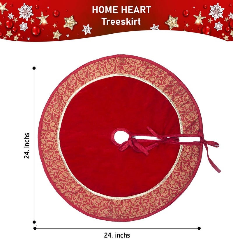 HOME HEART HOME HEART Brands 24 INCH Christmas Tree Skirt Velvet with Brocade Fabric Border Thick Double Layer 5728S  - Image 5