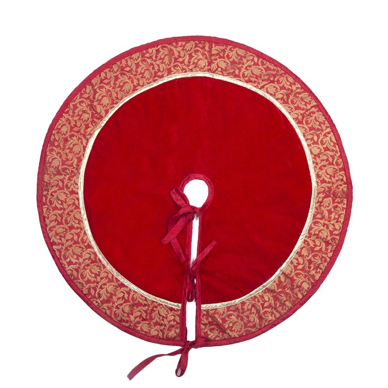 HOME HEART HOME HEART Brands 24 INCH Christmas Tree Skirt Velvet with Brocade Fabric Border Thick Double Layer 5728S  - Image 1