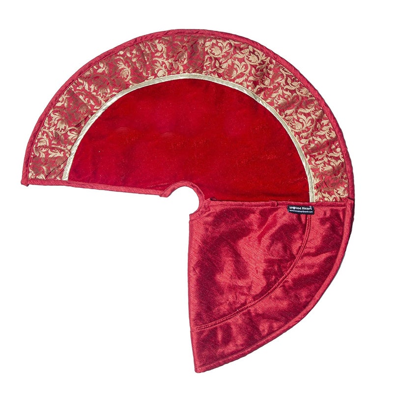 HOME HEART HOME HEART Brands 24 INCH Christmas Tree Skirt Velvet with Brocade Fabric Border Thick Double Layer 5728S  - Image 4