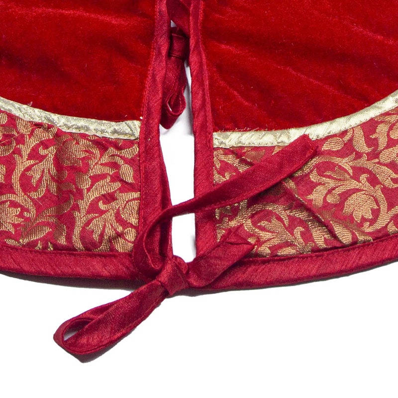 HOME HEART HOME HEART Brands 24 INCH Christmas Tree Skirt Velvet with Brocade Fabric Border Thick Double Layer 5728S  - Image 3
