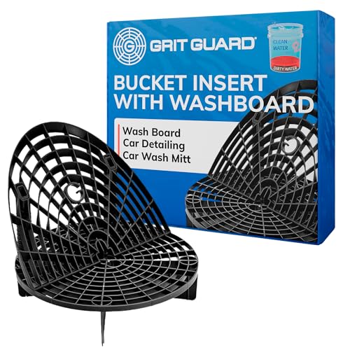 Grit Guard The Original Grit Guard Bucket Insert with Washboard Combo | Removes Dirt from Wash Mitt for Detailing | Car Wash Bucket Insert & Washboard | Black/Black - Image 1