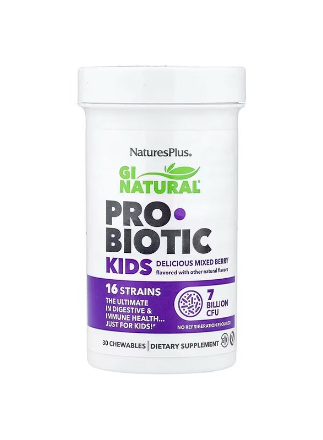 NaturesPlus, GI Natural®, Probiotic Kids, Mixed Berry, 30 Chewables