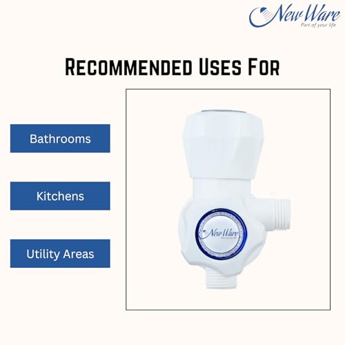 New Ware PTMT Angle Cock 2 in 1 Water Tap Faucet | White Plastic Two Way Angle Cock for Bathroom & Kitchen - Image 3
