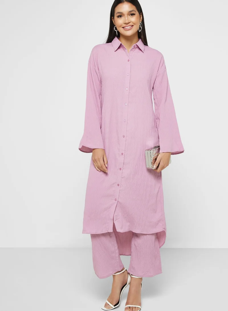 Khizana Longline Button Down Shirt & Pant Set
