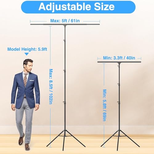 EMART T Shape Backdrop Stand 8.5x5ft, Adjustable Green Screen Photo Banner Holder with Water Bag and 4 Clamps Photography Background Support Kit for Parties, Photoshoot, Balloon - Image 2