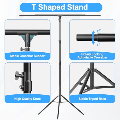 EMART T Shape Backdrop Stand 8.5x5ft, Adjustable Green Screen Photo Banner Holder with Water Bag and 4 Clamps Photography Background Support Kit for Parties, Photoshoot, Balloon - Image 4
