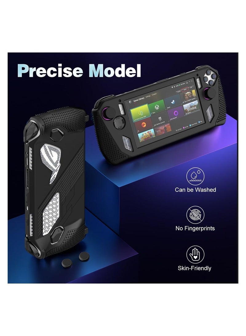 for Rog Ally Stand Protective Case, Azonee Silicone Accessories Protector, Full Protection Kickstand, Anti-Scratch Drop-Proof Non-Slip Full Protective Rog Ally Case with 2 Pair Thumb Grips, Black - Image 4