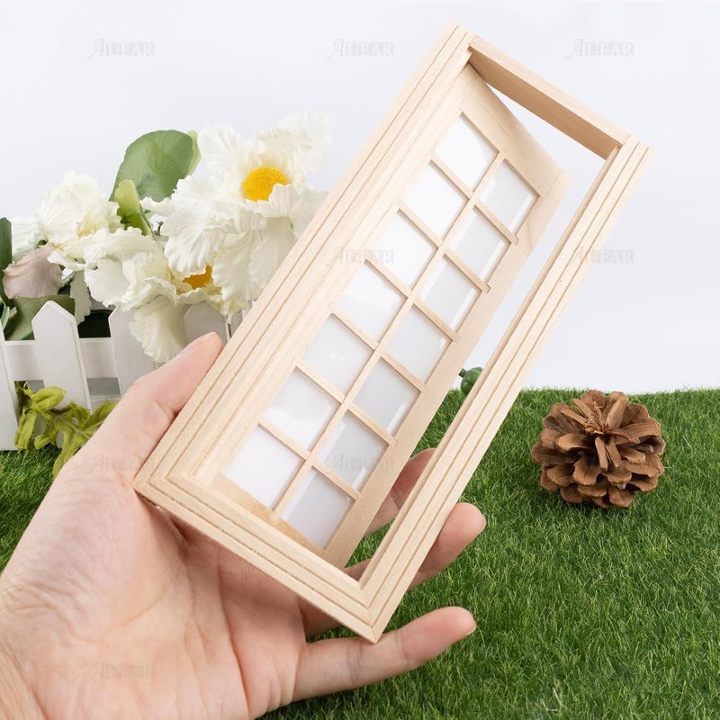 AUEAR , 1:12 Miniature Furniture Unpaint Wooden Doors for DIY Scene Home Craft (14 Panel) - Image 4