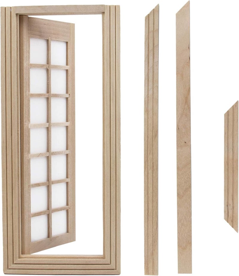 AUEAR , 1:12 Miniature Furniture Unpaint Wooden Doors for DIY Scene Home Craft (14 Panel) - Image 1