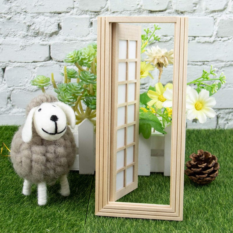 AUEAR , 1:12 Miniature Furniture Unpaint Wooden Doors for DIY Scene Home Craft (14 Panel) - Image 3