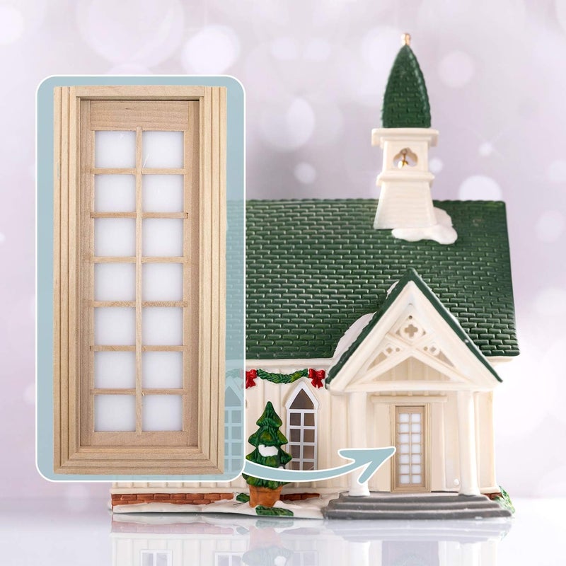 AUEAR , 1:12 Miniature Furniture Unpaint Wooden Doors for DIY Scene Home Craft (14 Panel) - Image 2