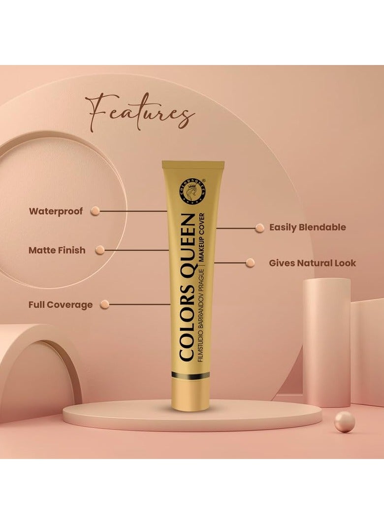 كولورز كوين كريم أساس بغطاء مكياج من فيلم ستوديو مع عامل حماية من الشمس SPF 30، تغطية كاملة مقاومة للماء، كريم أساس غير لامع يدوم طويلاً للوجه، تركيبة خفيفة الوزن مضادة للحساسية 207 - Image 4