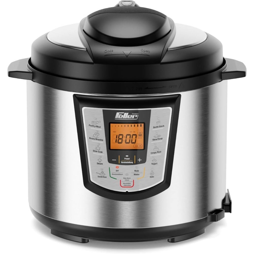 Germany 1000W 6L Electric Pressure Cooker, 12-in-1 MultiCooker, 2X DuPont Non-Stick Detachable Pot, Delay Timer, Sauté, Soup Maker, Slow Cook, Steamer, 2Y Guarantee PC165 UAE