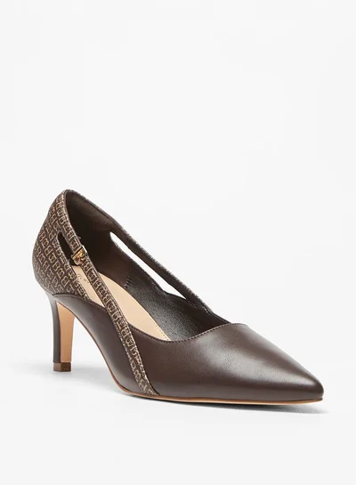 Flora Bella By Shoexpress Monogram Print Slip-On Pumps with Stilleto Heels