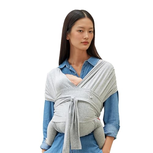 Konny Baby Carrier Flex SoftBreeze with Head Support Adjustable Easy to Wear Baby Wrap Sling Perfect for Newborn Babies Essentials up to 44 lbs XSXL Melange Grey - Image 1