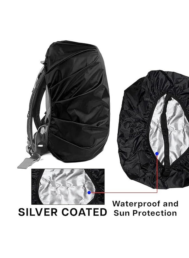 HACER Rain Cover for Backpack with Pouch Waterproof Dustproof Protector for 30-35L Bag Elastic Adjustable School College Office Laptop Trekking Bags Raingear (Pack of 1, Black) - Image 5
