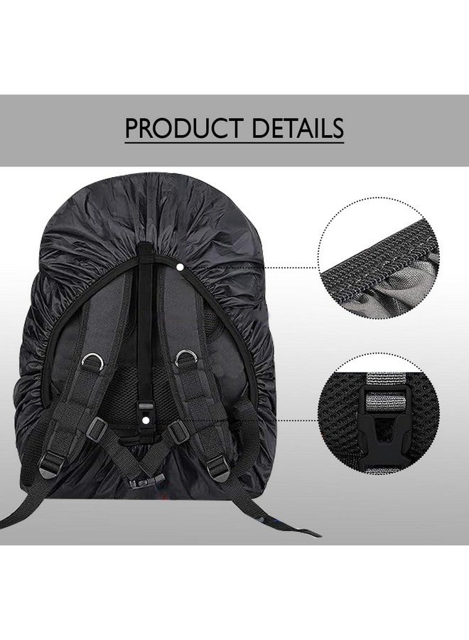 HACER Rain Cover for Backpack with Pouch Waterproof Dustproof Protector for 30-35L Bag Elastic Adjustable School College Office Laptop Trekking Bags Raingear (Pack of 1, Black) - Image 2