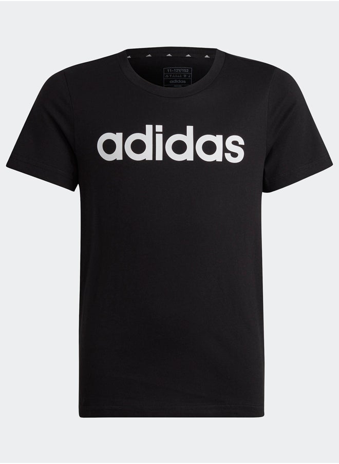 Adidas تي شيرت قطني بقصة ضيقة بشعار خطي من Essentials  - Image 1