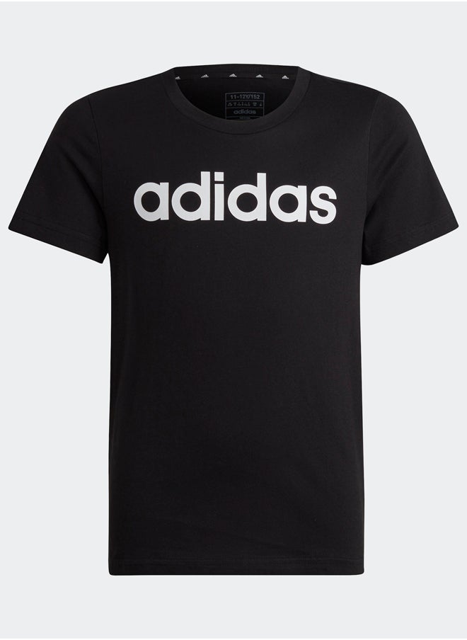 Adidas تي شيرت قطني بقصة ضيقة بشعار خطي من Essentials  - Image 2