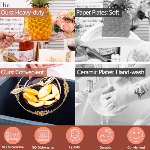 Hioasis 175pcs Burgundy and Gold Plastic Plates - Elegant Disposable Dinnerware Set Suitable for 25 Guests Include 10.25" Dinner & 7.5" Dessert Plates, Cutlery, Napkins, Cups for Party - Image 4