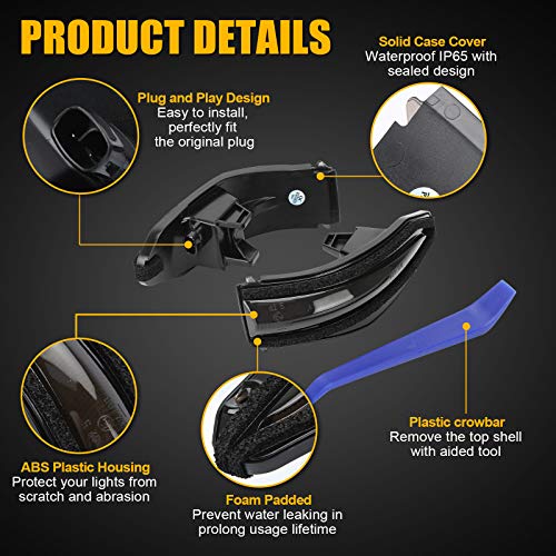 SUPAREE LED Side Mirror Turn Signal Lights, Sequential Dynamic Indicator Strip fit for 2014-2024 4Runner, 2014-2019 Highlander, 2013-2018 RAV4, 2015-2018 Noah-Smoked Lens - Image 5