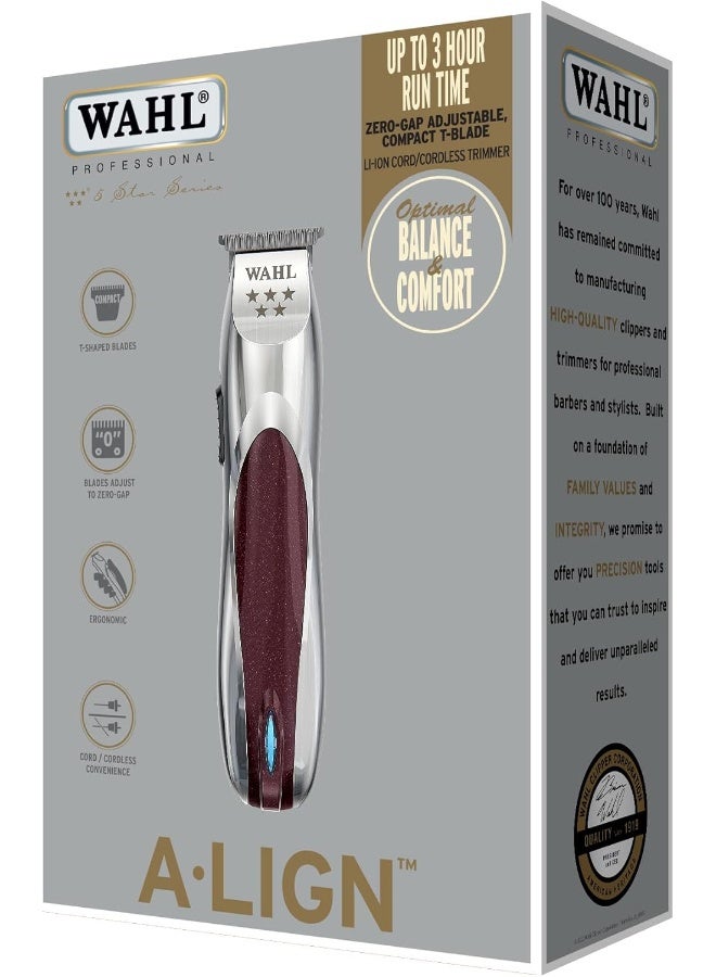 Wahl Professional Align Trimmer | Cord-Cordless | 3 Attachment Combs | Compact T-Blade | 3 Pin - GCC - Image 5