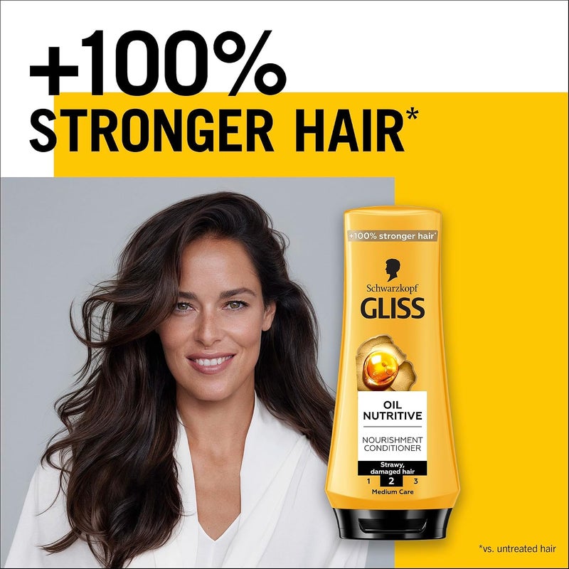 Gliss Oil Nutritive Nourishment Conditioner, 360ml — Treat your hair to rich nourishment with this conditioner, packed with essential oils for smooth, lustrous locks - Image 1