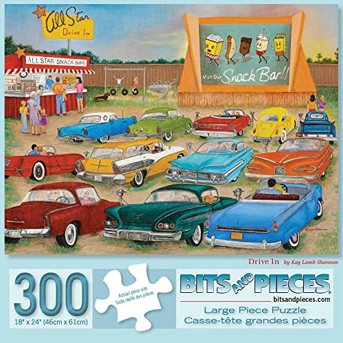 Bits and Pieces 300 Piece Jigsaw Puzzle for Adults Drive Inn Classic Americana Jigsaw Puzzle by Artist Kay Lamb Shannon Completed Puzzle Size 18 x 24 - Image 5